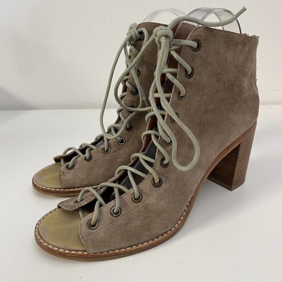 Jeffrey Campbell Cors Lace Up Bootie Sandal Gray Suede Corset Block Heel… - Picture 5 of 10